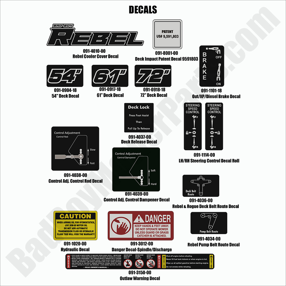 2840 - Bad Boy Mower Parts Lookup > 2022 > Rebel > Decals - 1